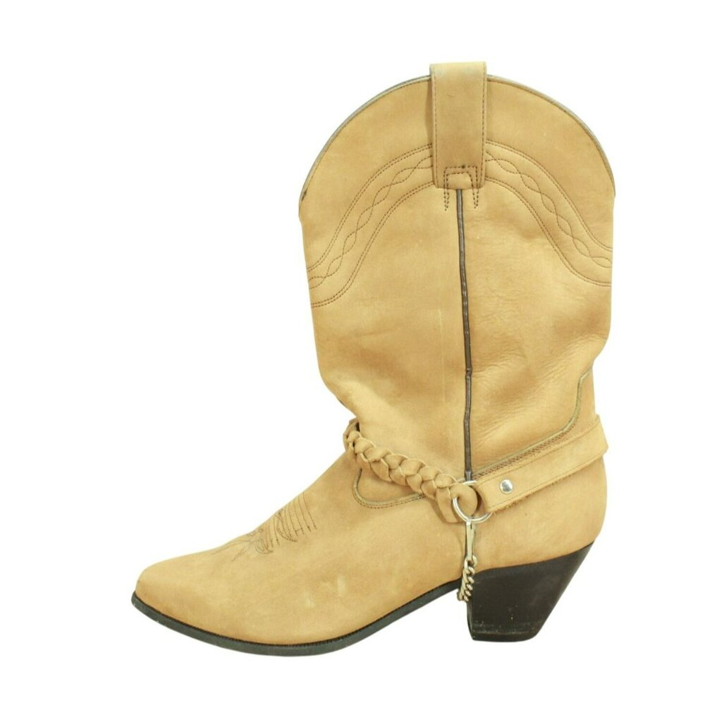 dingo Brown Braided Harness Western Cowboy Boot Size 8.5